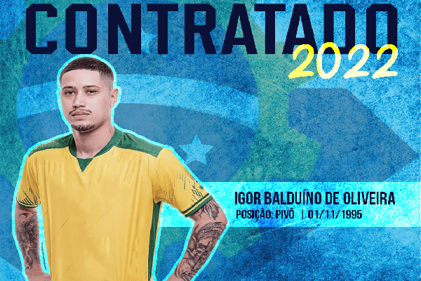 Anuncio oficial da contratação de Igor. Jogador chega da Assoeva pra reforçar o São José Futsal. (Foto: Divulgação/São José Futsal)